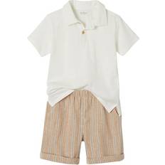 Jersey Sonstige Sets Vertbaudet Boy's Festive Polo Shirt & Shorts Set - White Stripes
