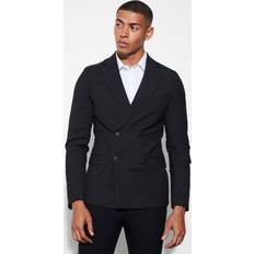 Suits boohooMAN Mens Super Skinny Double Breasted Suit Jacket Black