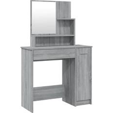 vidaXL Vanity Table with Mirror Grey Sonoma Schminktisch 35x86.5cm