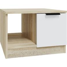 vidaXL Engineered Wood White/Sonoma Oak Sofabord 50x50cm