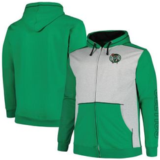 Fanatics Men's Kelly Green, Heather Gray Boston Big and Tall Contrast Pieced Stitched Full-Zip Hoodie Kelly Green, Heather Gray