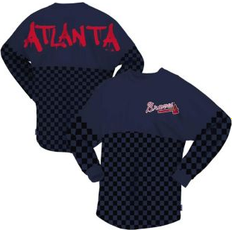 Sports Fan Apparel Spirit Jersey Women's Navy Atlanta Braves Checker Long Sleeve T-Shirt Navy
