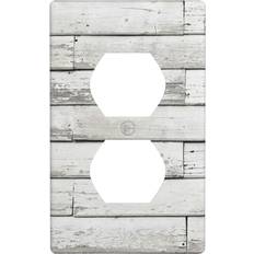 Sxeacvs Rustic Wood Grain Grey Light Switch Cover Single Outlet Duplex Wall Plate Decorative 1 Gang Faceplate Electrical Receptacle Covers for Kitchen Teens Girls Room