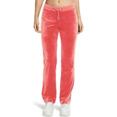 Juicy Couture Clothing Juicy Couture Solid Rib Waist Velour Pant W/ Crown Hotfix Coral Haze