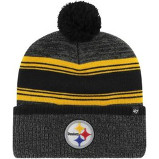 Beanies Men's '47 Brand Black Pittsburgh Steelers Fadeout Cuffed Knit Hat with Pom Black