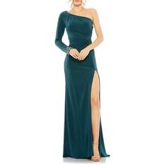 Mac Duggal Long Dresses Mac Duggal Women's One Sleeve Beaded Cuff Side Twist Gown - Ocean