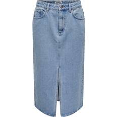 Reißverschluss Röcke Only Bianca Midi Skirt - Blue/Light Blue Denim