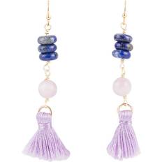Lapis Jewelry Lavender and Lapis Tassel Earrings