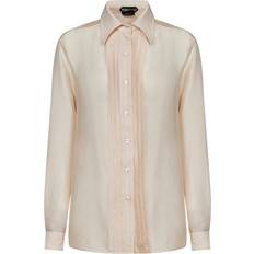 Skjorter på salg Tom Ford Beige Silkeskjorter med Plissert Plastron