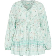 Blouses on sale City Chic Plus Spirited Floral Tunic Green