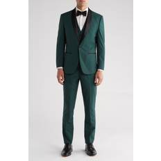Suits Braveman Men's 3-Piece Premium Shawl Lapel Slim Fit Tuxedo Hunter green
