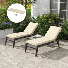 OutSunny Sun Beds OutSunny 2 Chaise Lounge Cushions