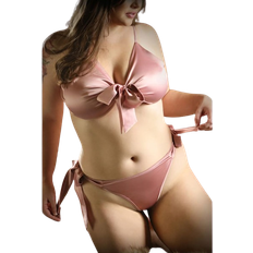 Fantasy Lingerie Tie Front Top and Panty - Pink