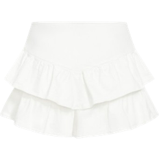 Denim Skirts City Chic Amina Frill High Waist Mini Short Plus Size - Ivory