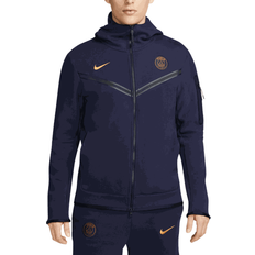 Velourleder Bekleidung Nike Paris Saint-Germain Tech Fleece Windrunner Jacket Men - Blackened Blue/Gold Suede