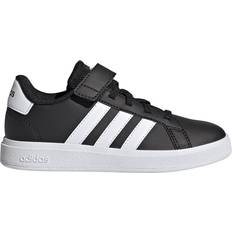 Adidas Sneakers reduziert adidas Kid's Grand Court Elastic Lace & Top Strap - Core Black/Cloud White/Core Black