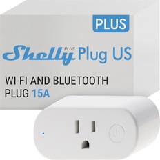 Shelly Smart Control Units Shelly Plus Plug US, WiFi and Bluetooth Operated Smart Plug with Power Measurement, Home Automation, Monitor Appliances