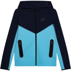 Tops Nike Older Kid's Sportswear Tech Fleece Full Zip Hoodie - Midnight Navy/Aquarius Blue/Black/Black (FD3285-410)