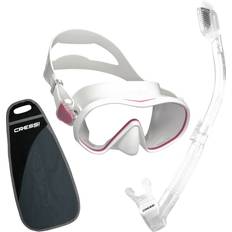 Snorkel Sets Cressi F-Dual & Supernova Dry Snorkeling Combination Set, White/Pink