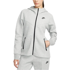 Damen - Grau Bekleidung Nike Women's Sportswear Tech Fleece Windrunner Full-Zip Hoodie - Dark Grey Heather/Black
