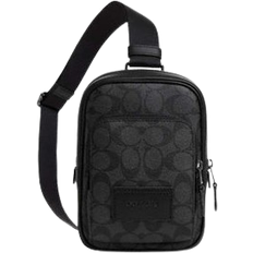 Gray Backpacks Coach Track Pack 14 In Signature Canvas - Gunmetal/Charcoal/Black