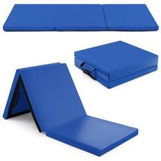 Costway Exercise Mats Costway 6 x 2 FT Tri-Fold Gym Mat with Handles and Removable Zippered Cover-Dark