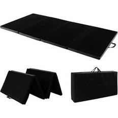 Costway Exercise Mats Costway 6 x 2 FT Tri-Fold Gym Mat with Handles and Removable Zippered Cover-Black