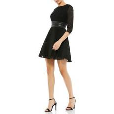 Mac Duggal Short Dresses Mac Duggal Women's Ieena Shimmer Infused Pleated Mini Dress Black