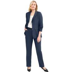 Suits Jessica London Plus Women's 2-Piece Stretch Crepe Single-Breasted Pantsuit in Navy Size W Set