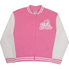 Barbie Kid's Silhouette Logo Fleece Zip-Up Varsity Bomber Jacket - Pink
