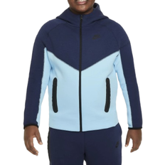Tops Nike Big Kid's Sportswear Tech Fleece Full-Zip Up Hoodie - Midnight Navy/Aquarius Blue/Black/Black