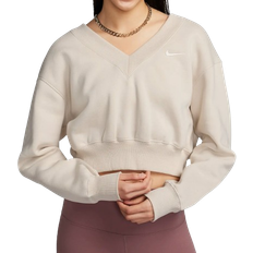 Nike Sportswear Phoenix Fleece Women's Cropped V-Neck Top - Light Orewood Brown/Sail