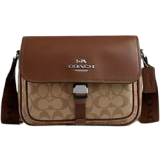 Brown - Leather Handbags Coach Pace Messenger Bag In Signature Canvas - Silver/Khaki/Saddle