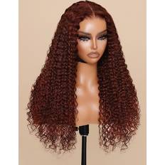 Glueless wig UNice Bye-Bye Knots 7x5 Glueless Lace Curly Wig 14 inch Reddish Brown