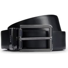 Men Belts BOSS Reversible Italian Leather Belt With Milled Buckle - Black