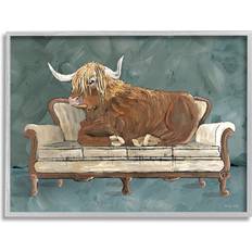 Wall Decorations Stupell Industries Shaggy Cattle Resting Living Room Couch Gray 30x24"
