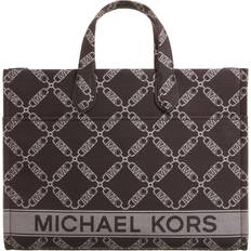 Michael Kors Gigi Large Empire Logo Jacquard Tote Bag - Chocolate Multi