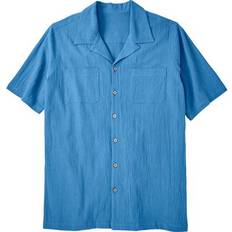 KingSize Women Shirts KingSize Plus Women's Gauze Camp Shirt in Azure Blue 5XL
