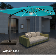AOOLIMICS 10x10ft LED Cantilever Umbrella w/Cross Base,Patio Offset Umbrella