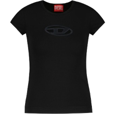 Women T-shirts Diesel T-Angie T-shirt with Peekaboo Logo - Black