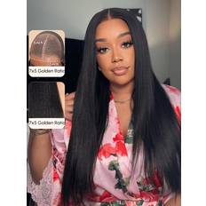 Extensions & Wigs UNice 7x5 Bye Bye Knots Lace Bleached Wig 14 inch Black