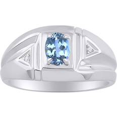 Rylos December Birthstone Ring - White Gold/Blue/Diamonds