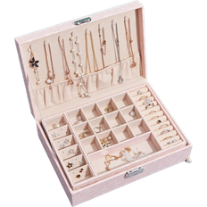 Smykkeoppbevaring Grandado Classic European Style Jewelry Necklace Storage Box - Pink