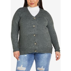 Avenue XXL Cardigans Avenue Plus Teagan Knit Cardigan Sweater Charcoal Marle