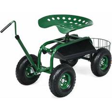 Wheelbarrows Costway Extendable Handle Garden Cart Rolling Wagon Scooter