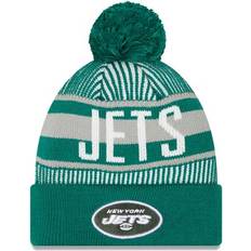 New Era Beanies New Era Men's Green York Jets Striped Cuffed Knit Hat with Pom