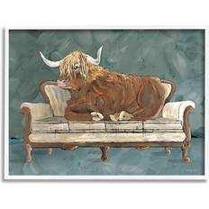 Wall Decorations Stupell Industries Shaggy Cattle Resting Room Couch Green Gray White 30x24"