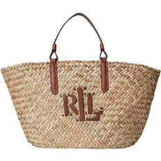 Ralph Lauren Handbags Ralph Lauren Straw Medium Shelbie Tote - Natural/Lauren Tan