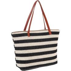 Beach Bags HIMIWAY Travel Essentials Sandproof Grass Woven Beach Bag - Black