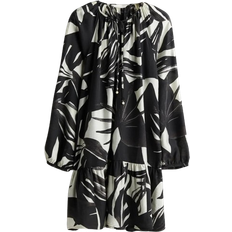 H&M Tie Detail Dress - Black/White Patterned